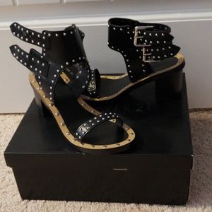 Black studded block heels ankle strap (Forever 21)
